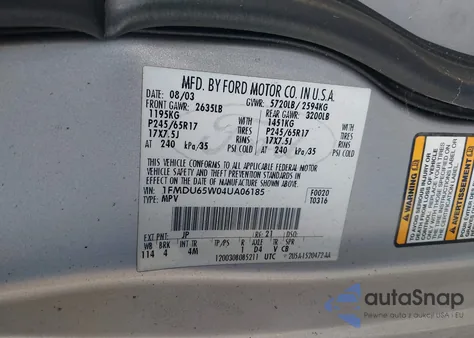 2004 Ford Explorer Limited из США, поврежденный, VIN 1FMDU65W04UA06185